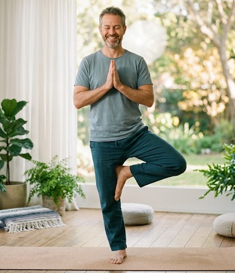 Jutranjo raztezanje na prostem ob sončnem vzhodu